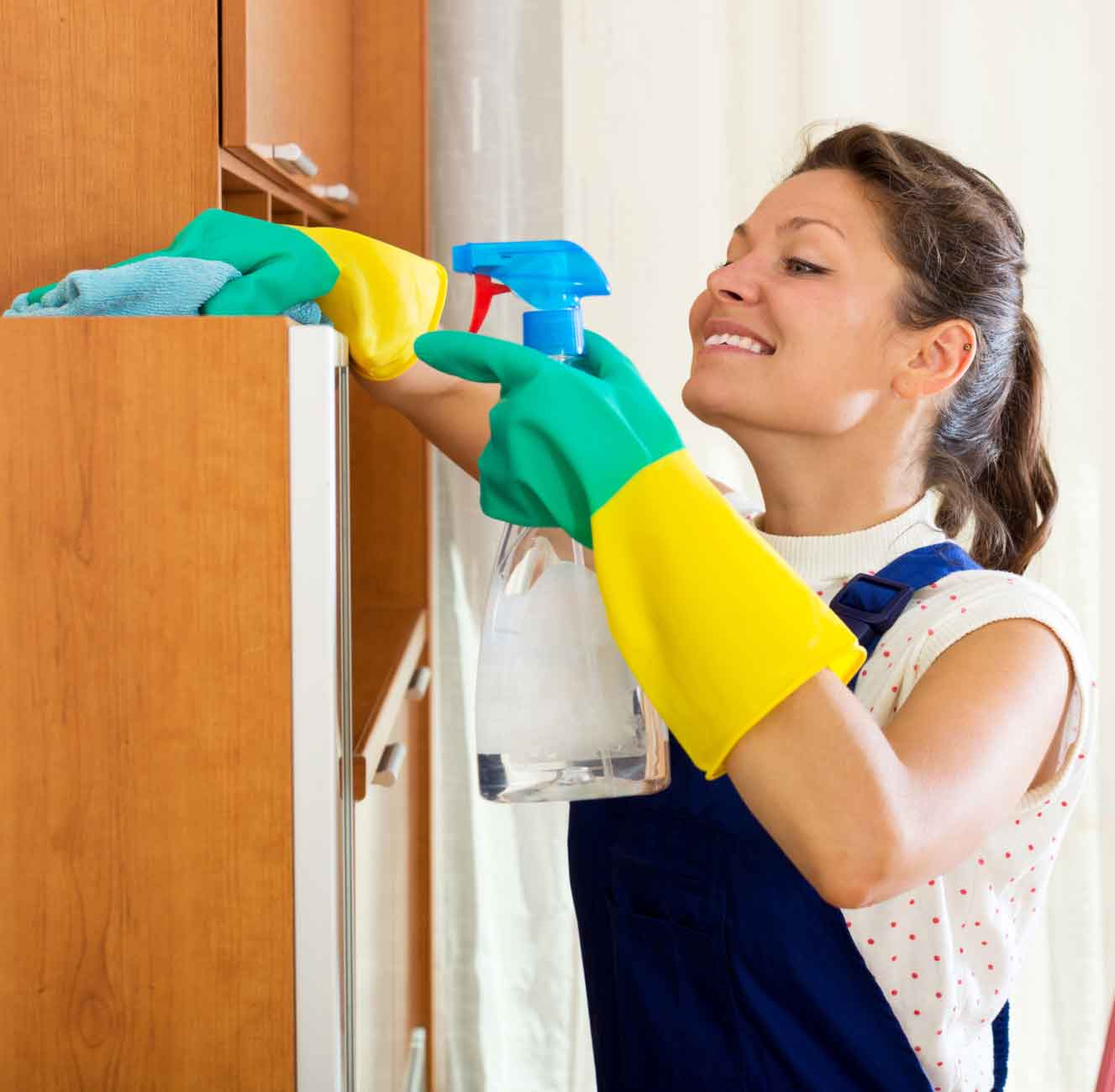 woman cleaning a house